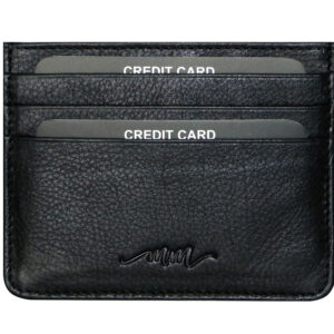 MM Designs Genuine Leather Black Credit Card Holder for Men and Women