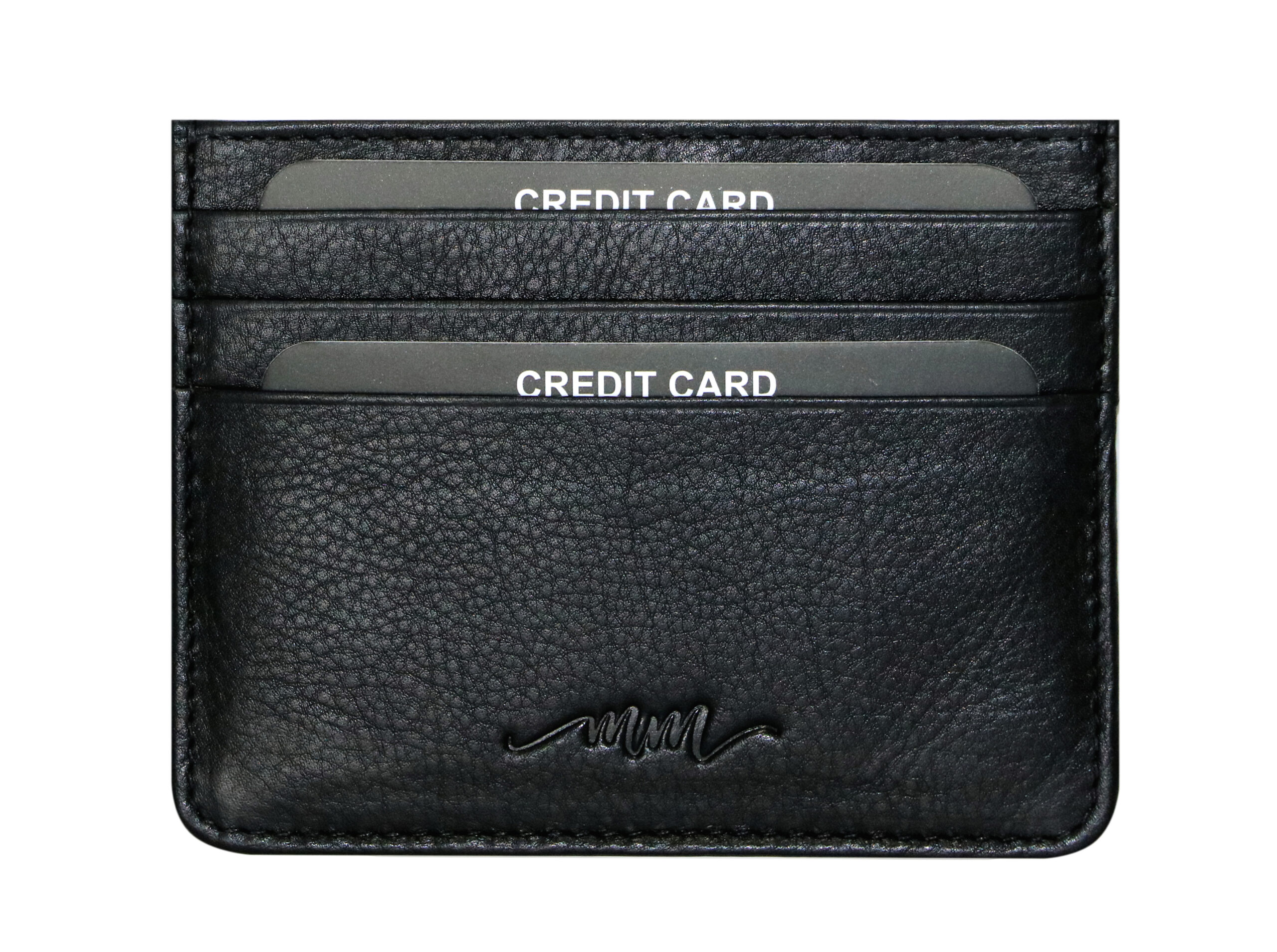 MM Designs Genuine Leather Black Credit Card Holder for Men and Women