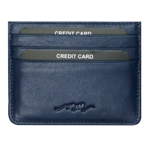 MM Designs Genuine Leather Blue Credit Card Holder for Men and Women