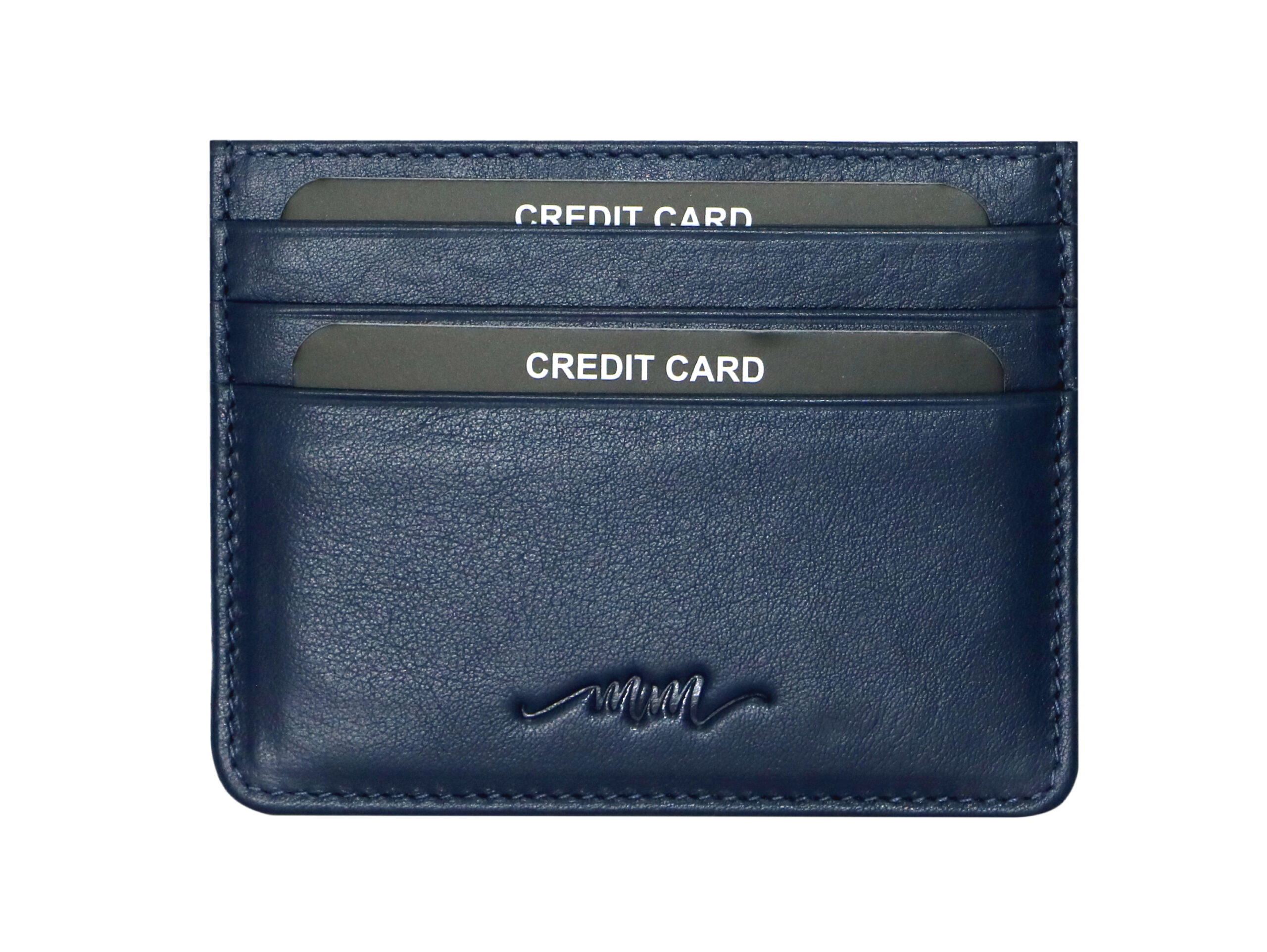 MM Designs Genuine Leather Blue Credit Card Holder for Men and Women