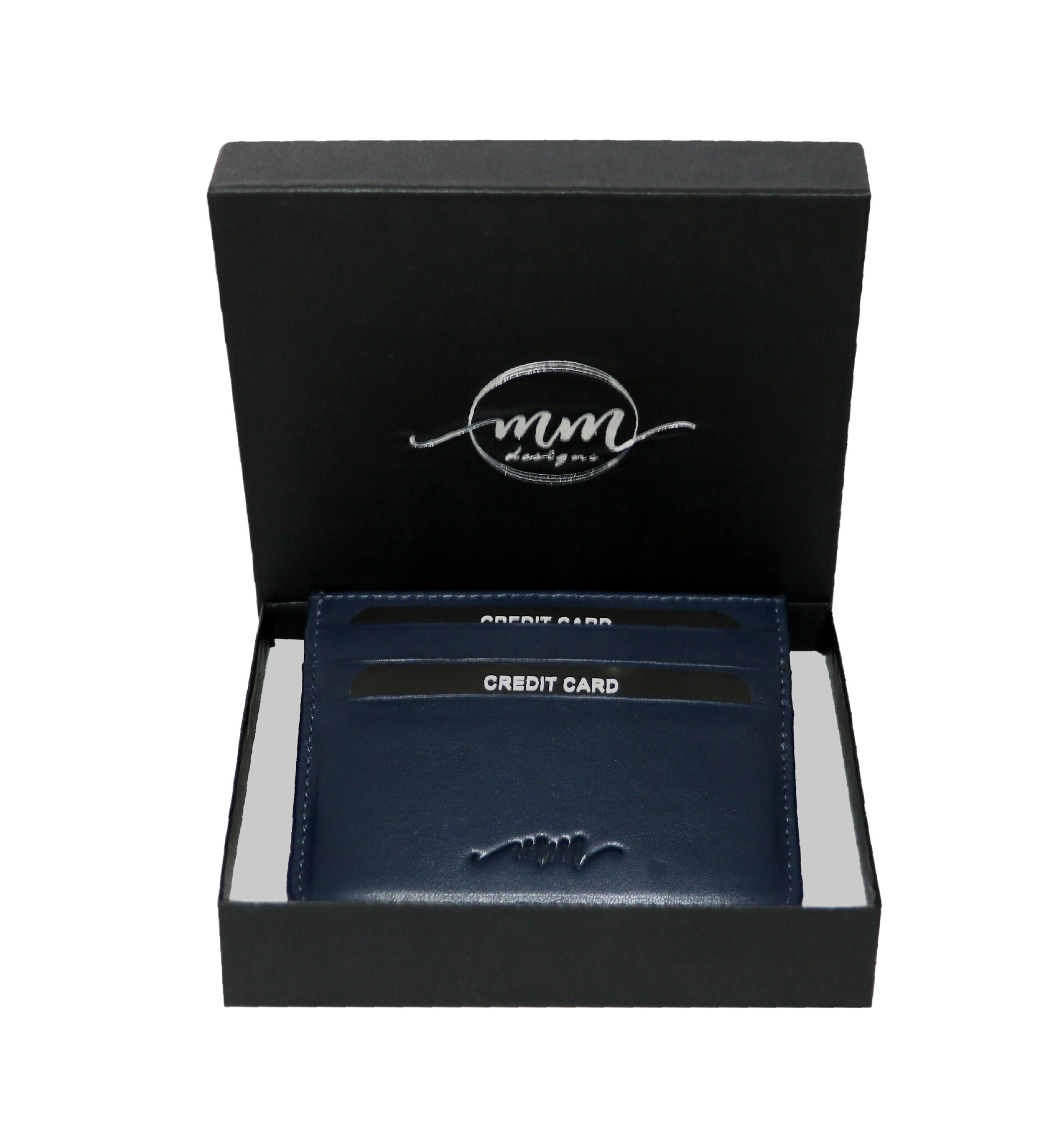 MM Designs Genuine Leather Blue Credit Card Holder for Men and Women - Image 4