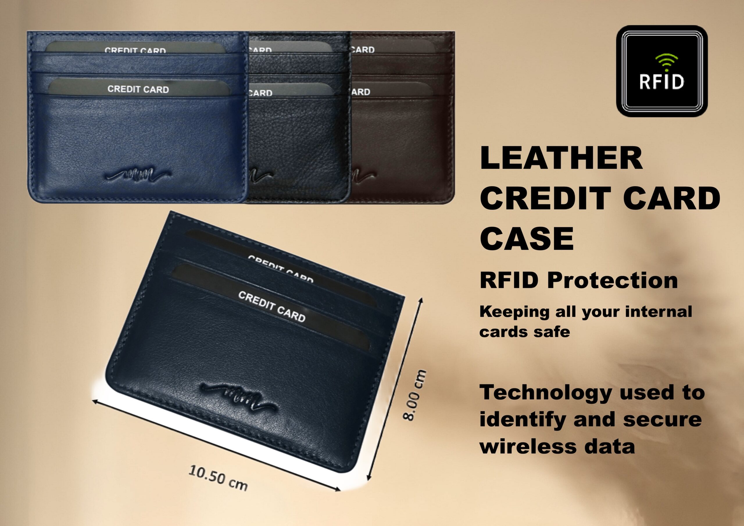 MM Designs Genuine Leather Blue Credit Card Holder for Men and Women - Image 5